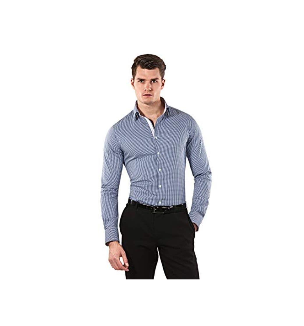 Moda Vincenzo Boretti Camisa de Hombre, Muy Entallada