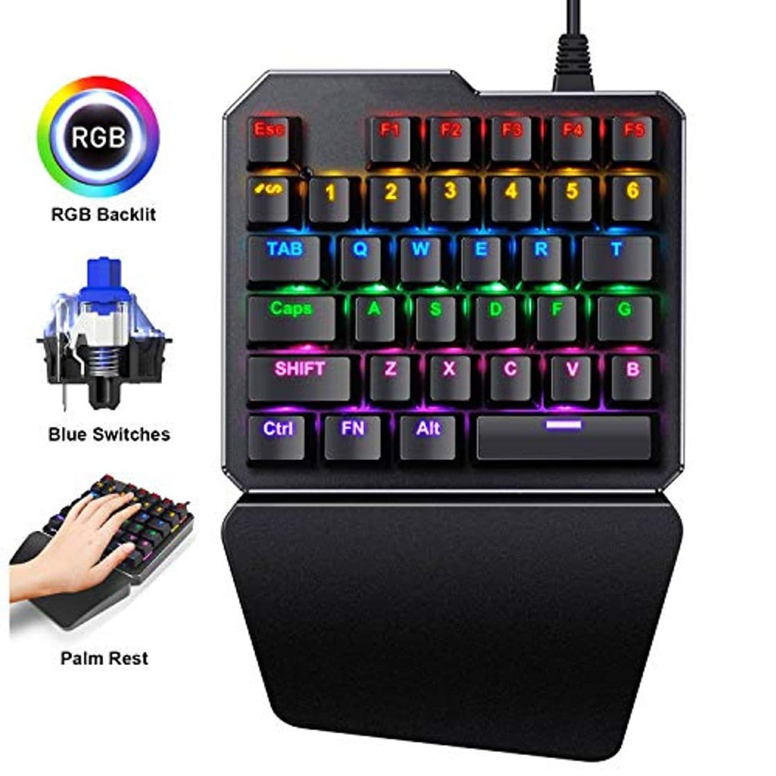 Producto Teclado Mecánico Gaming con una Mano - 35 Teclas y Switches Blue