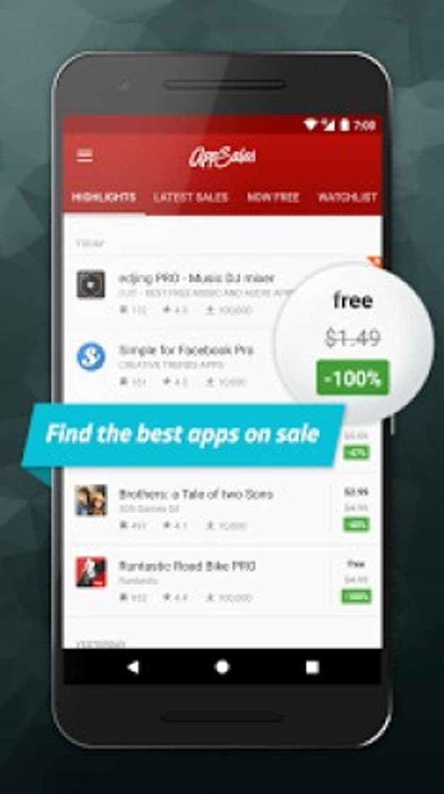 App Permite que você encontre apps em promoção ou grátis.