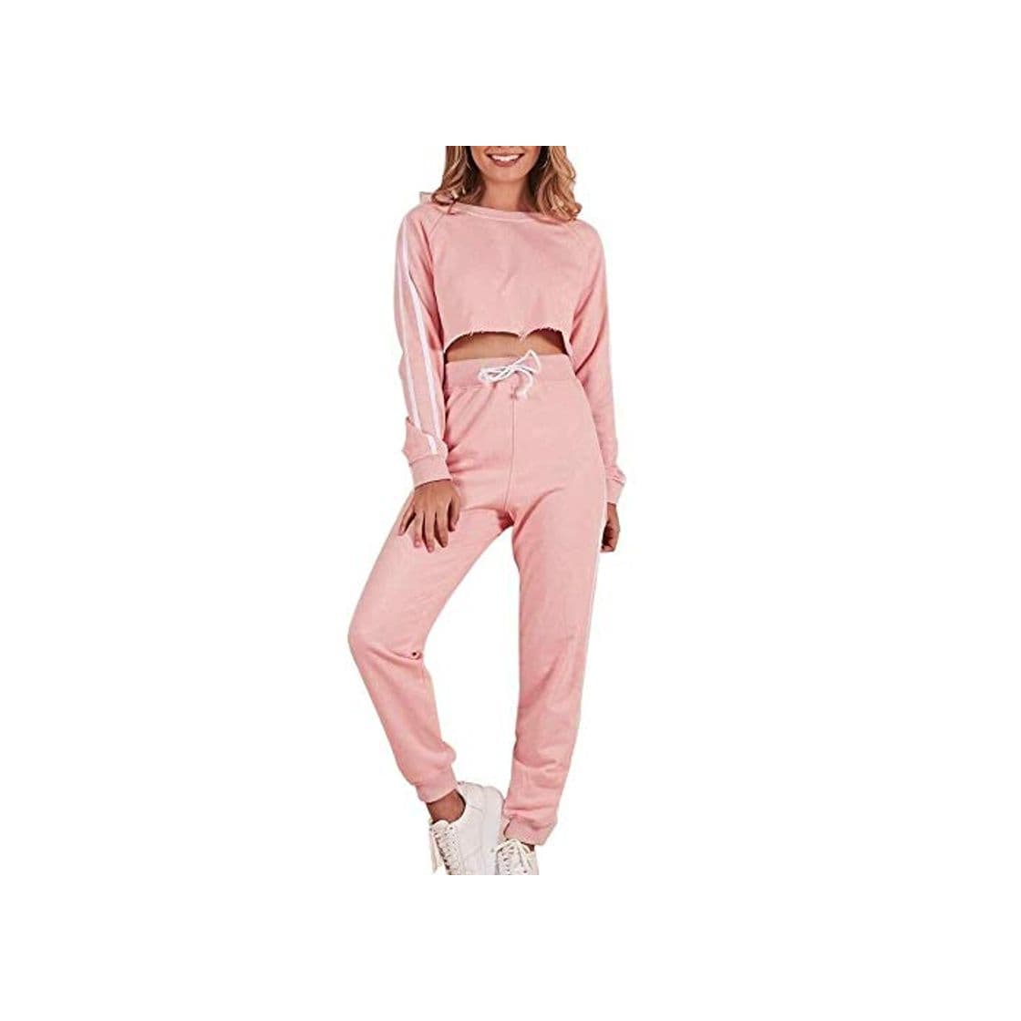 Moda Elf Stüc Se Outfit Lady De Traje Ocio Traje Tamaños Cómodos Deportivo De Punto Chándal Fuera del Hombro Top De Manga Larga Era Pantalones De Cadera Pake Casual Outfi SPOR Ropa Helli