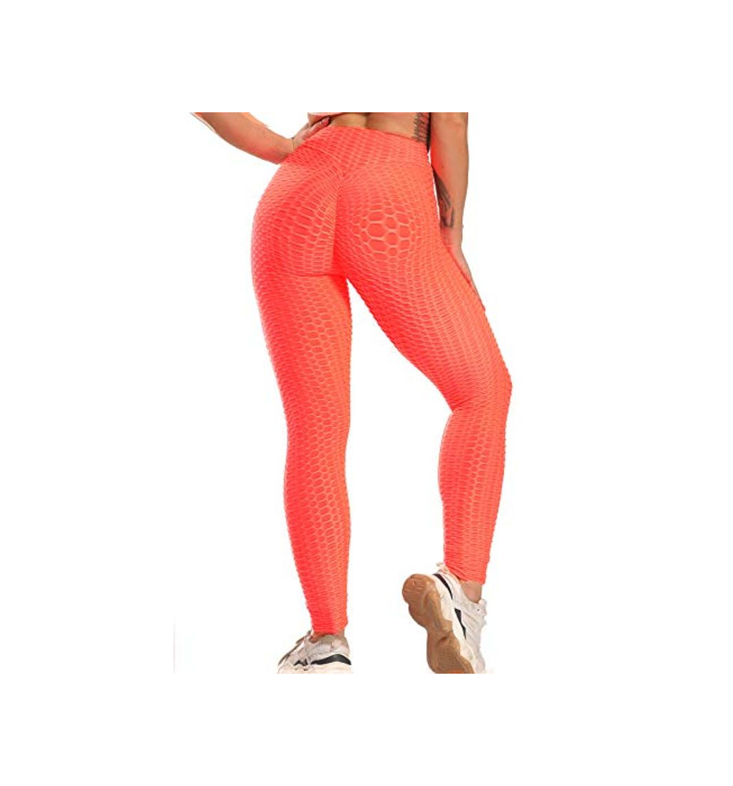 Moda FITTOO Mallas Pantalones Deportivos Leggings Mujer Yoga Alta Cintura Gran Elásticos Fitness  Rojo  XL