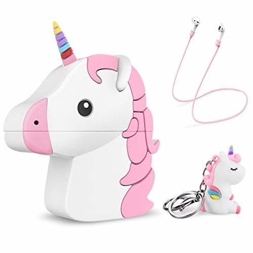 Lugar YoungRich Lindo Unicornio Funda para AirPods 1&2 Case,Estuche de Silicona Cubierta Protectora