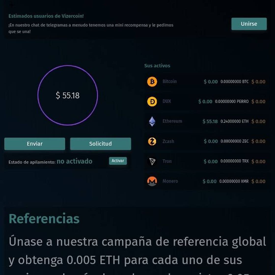 Moda Vizercoin es una wallet q t da 11dl de regalo por registrart