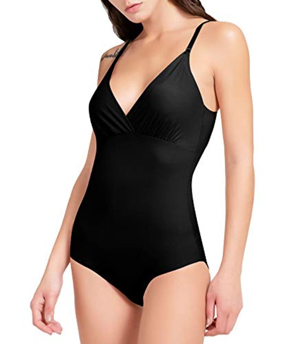 Moda COMFREE Bodies Moldeadores para Mujer Control del Vientre Adelgazantes Bodysuit sin Costuras Pospartoria Negro S