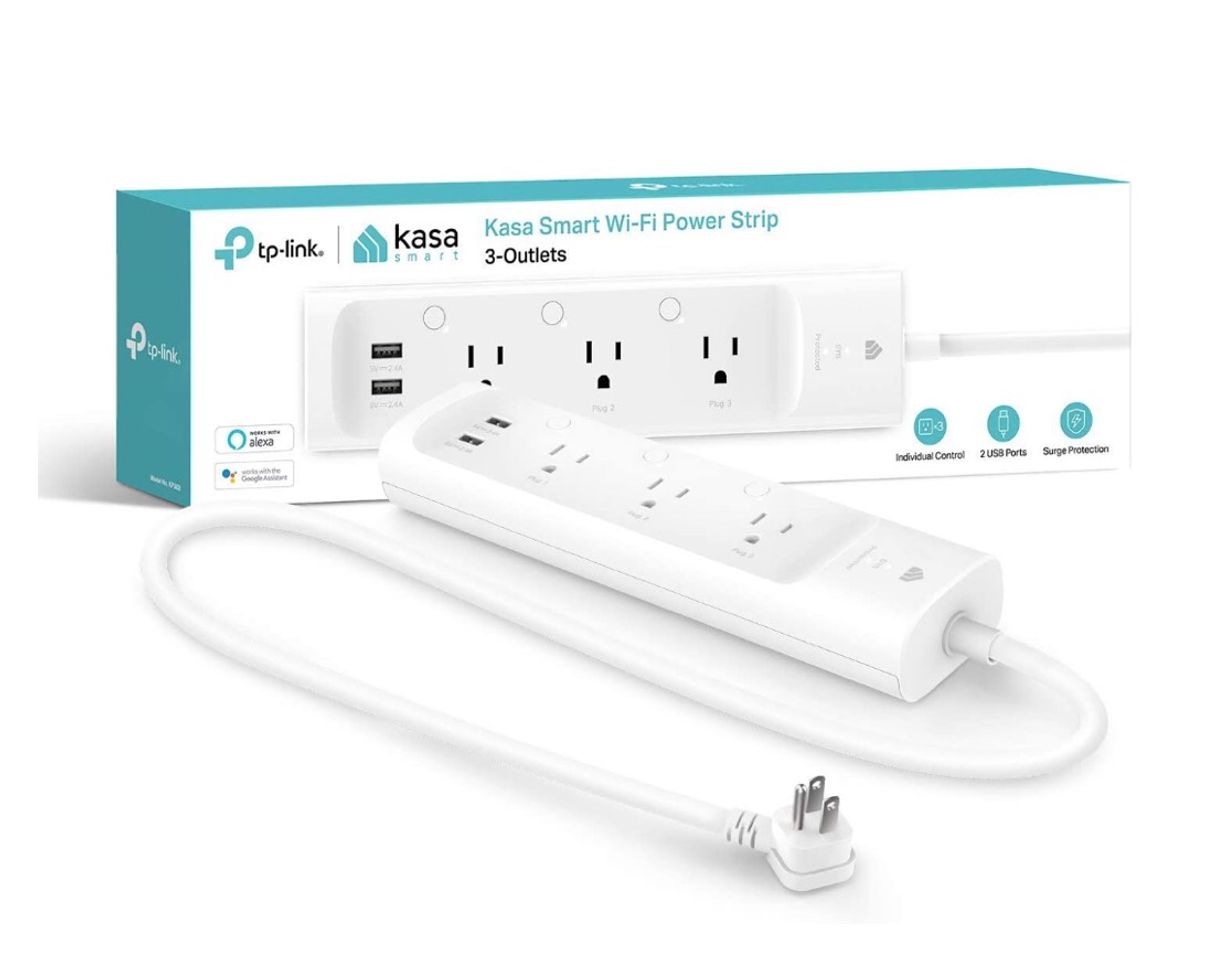 Fashion TP-Link Kasa Smart, 3 salidas inteligentes con 2 USB, Blanco