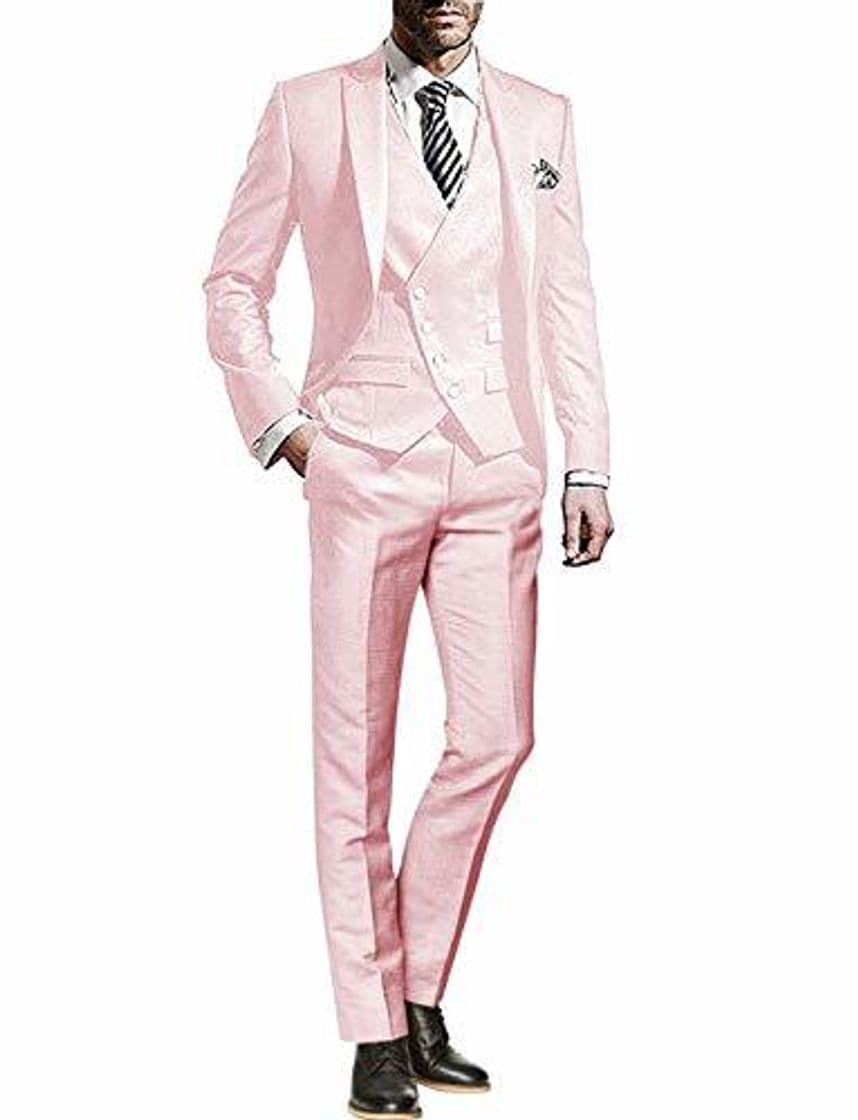 Producto QZI Hombre Traje Peak Lapel Slim Fit Conjunto de Tres Piezas Wedding