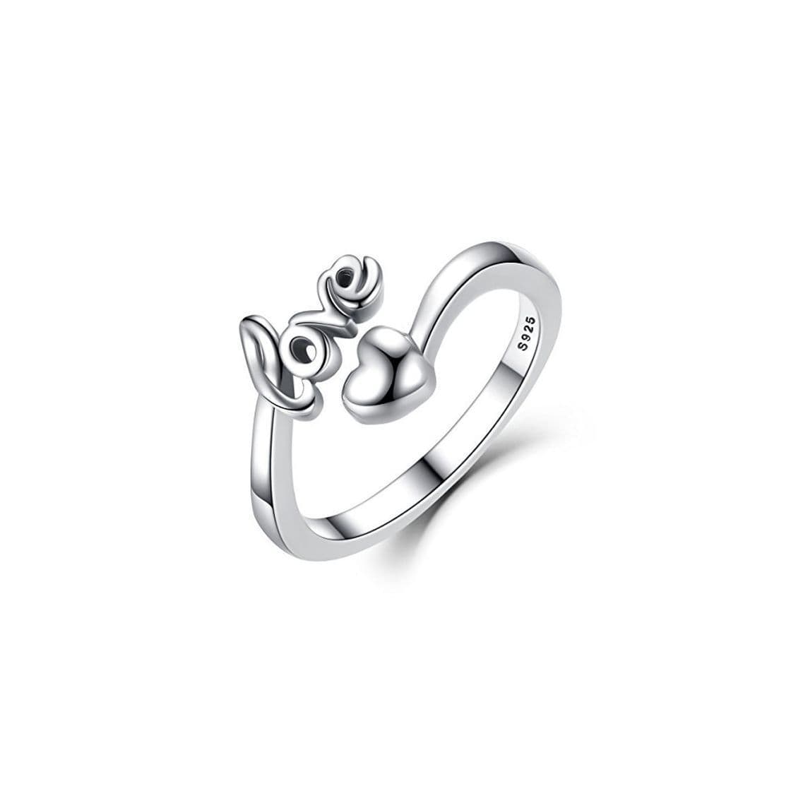 Producto Presentski Anillo Ajustable Corazón Love Plata Esterlina 925 para el Regalo Tarjetas