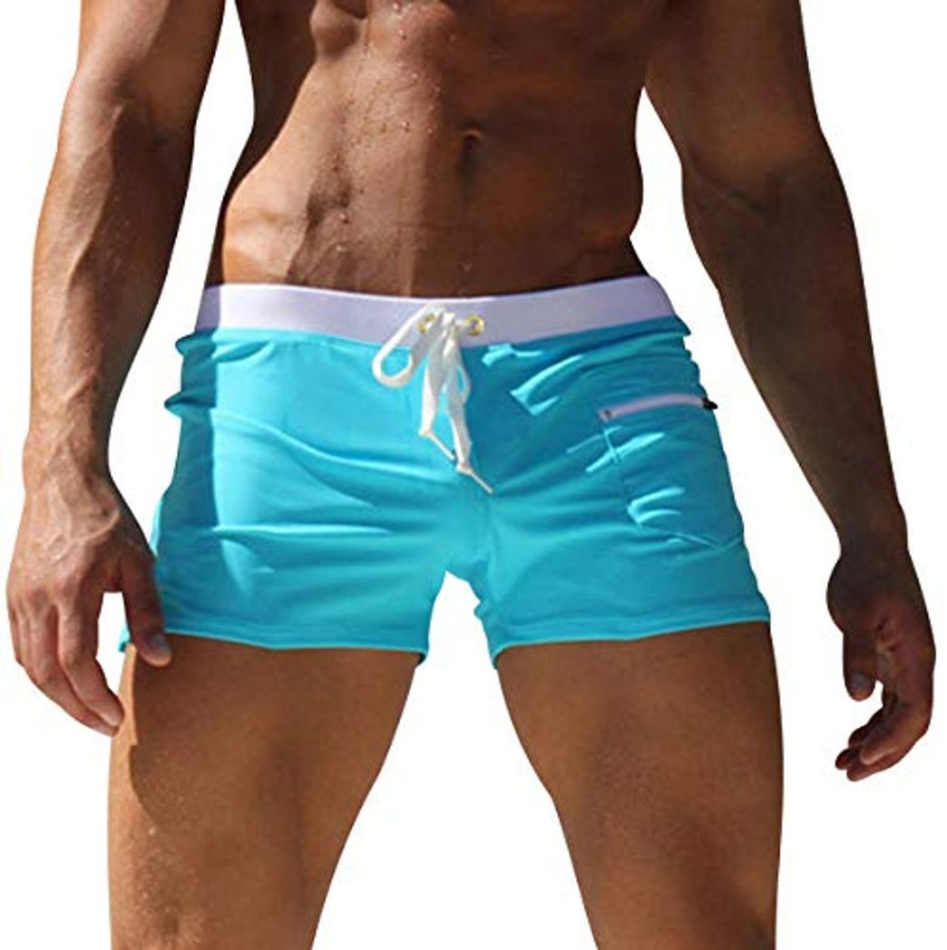 Product Bañador Natacion Hombre Bañadores Hombre Cortos Traje de Baño Trajes de Baño para Hombres Bañador Piscina Surf Playa Caballero Deportivo Pantalonetas Short de Baño Hombre Corto Ajustados Azul XL