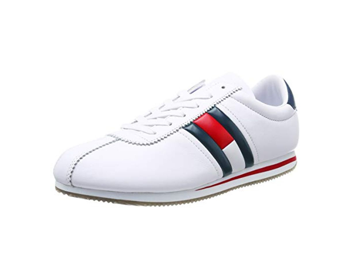 Fashion Tommy_Jeans Retro Flag Sneaker, Zapatillas para Hombre, Blanco