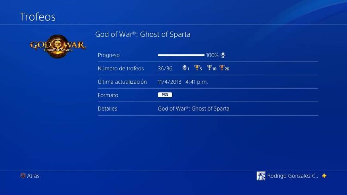 Videogames Trofeos God of War Ghost of Sparda (Ps3)