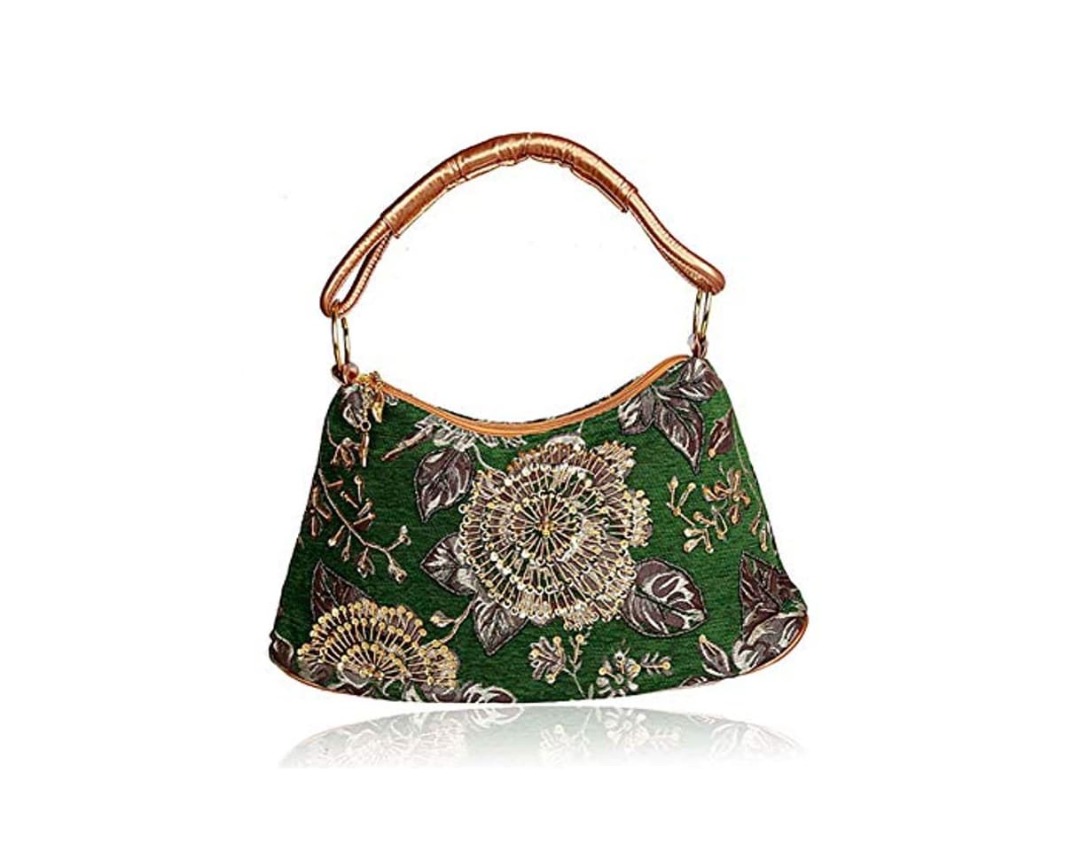 Fashion LU KU Bolso Retro de la Cena con Cuentas Lentejuelas Bolso de