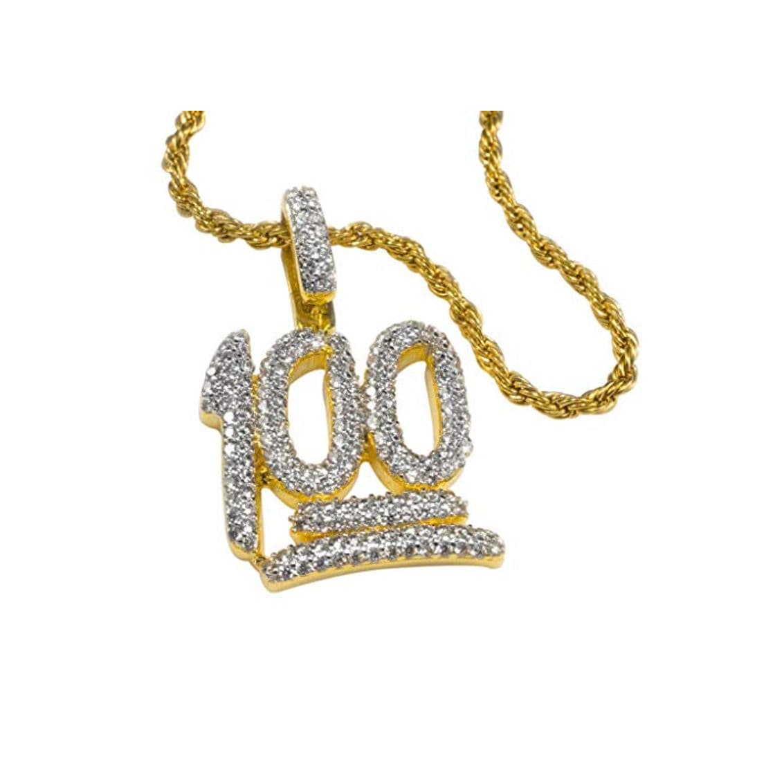 Fashion 18 K Oro Iced out Hip Hop Bling – Inspirado en la película de Emoji Este 1 Cien de la 100 Emoji por Niv Colgante Viene con Cadena Libre