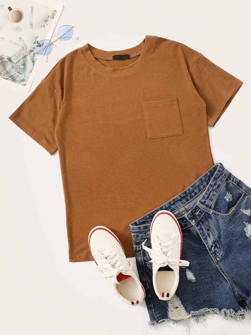 Moda Playera Color Camel