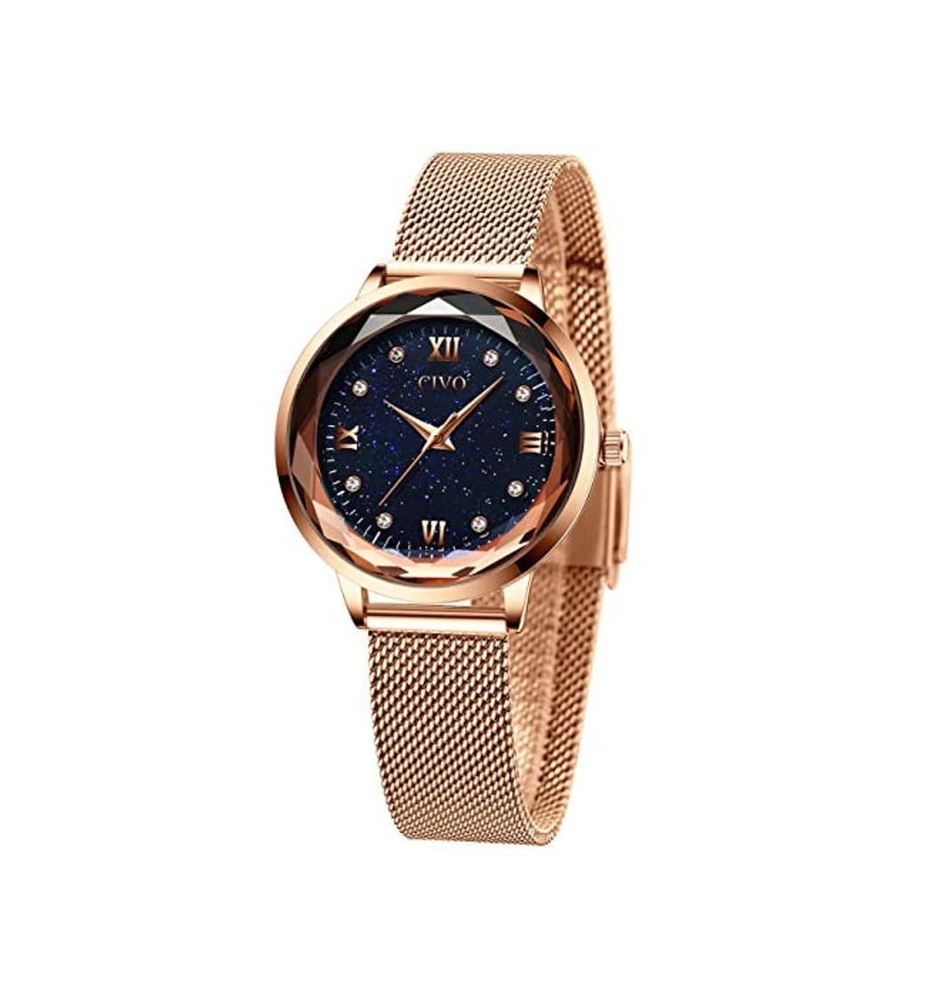 Producto CIVO Relojes Mujeres Oro Rosa Impermeable de Acero Inoxidable Reloj Mujer de Pulsera Marea Vestido Relojes Analógicos con Esfera Cielo Estrellado para Mujeres Damas Niñas