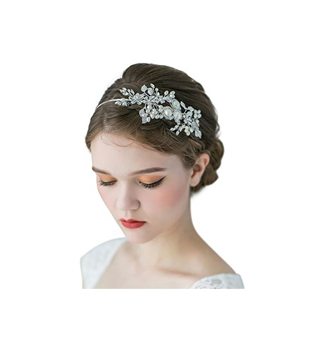 Fashion SWEETV Vendimia Hecho A Mano Perla Accesorios de peinado Rhinestone Venda Boda Fiesta Prom Tiara Diadema Corona