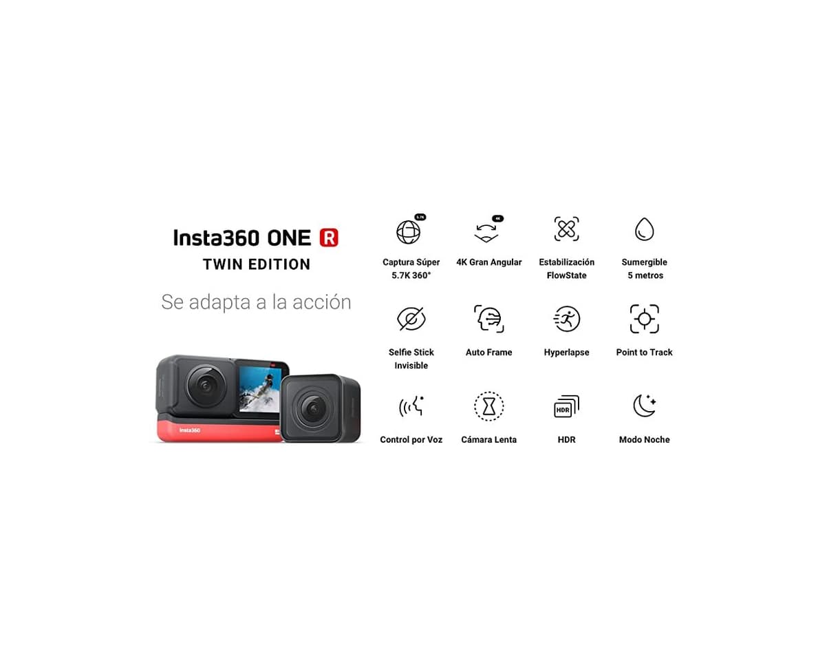 Electronic Insta360 One R Cámara de Acción Deportiva Adaptativa Control de Voz IPX8