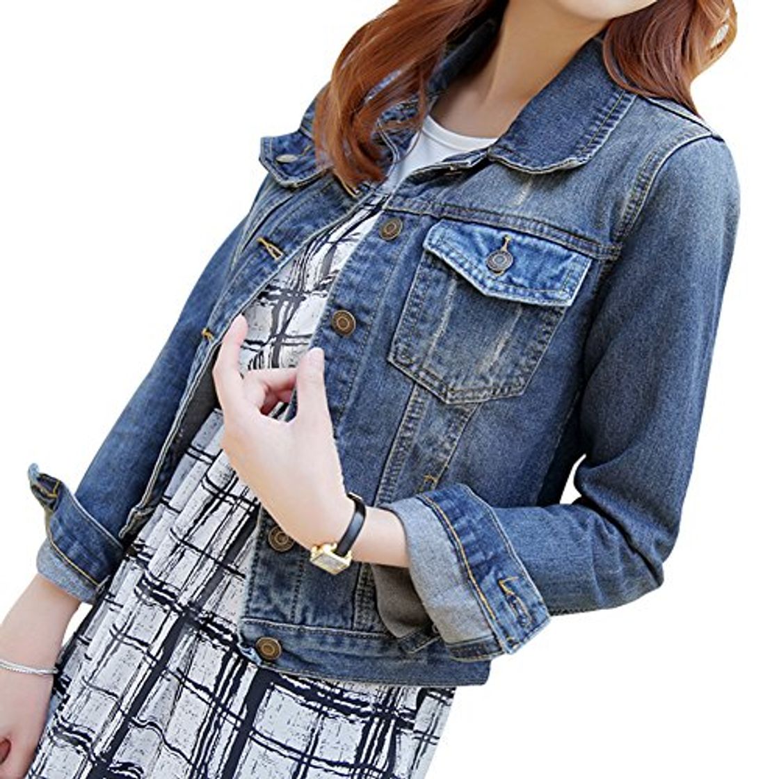 Fashion Mujeres Slim Fit Manga Larga Corto Chaquetas Jacket De Mezclilla Abrigo Denim Jacket Cazadora Vaquera XL