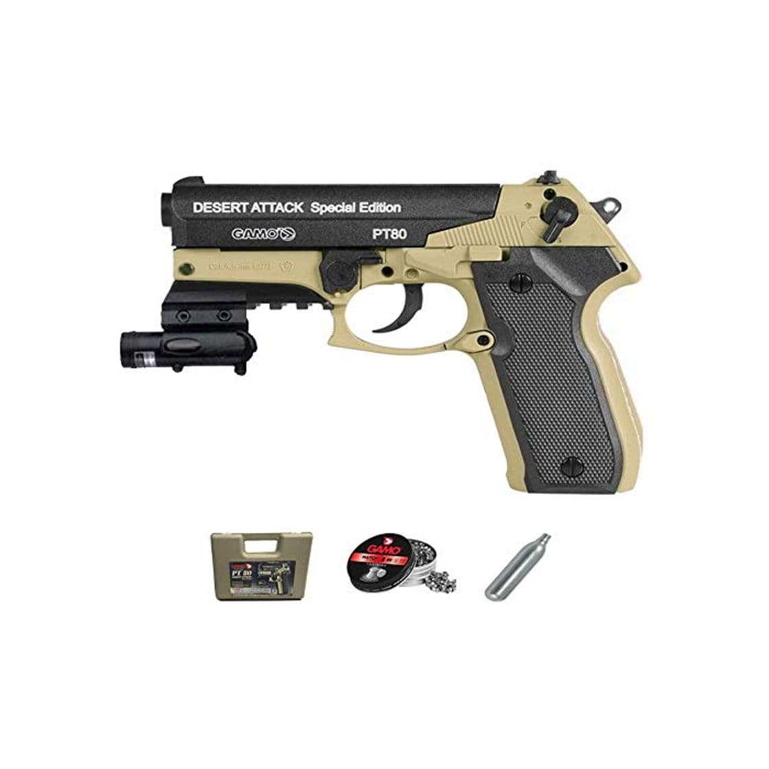 Producto Gamo PT-80 Dessert Atack LÁSER versión | Pistola de Aire comprimido (CO2)