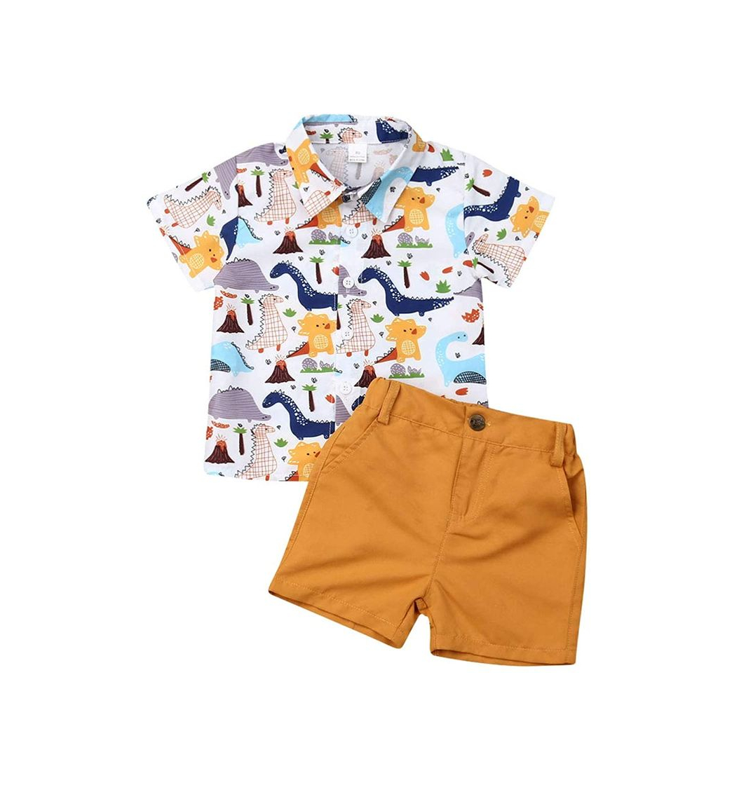 Moda Ropa Niño Conjuntos Verano 2 Piezas Camisa Dinosaurio