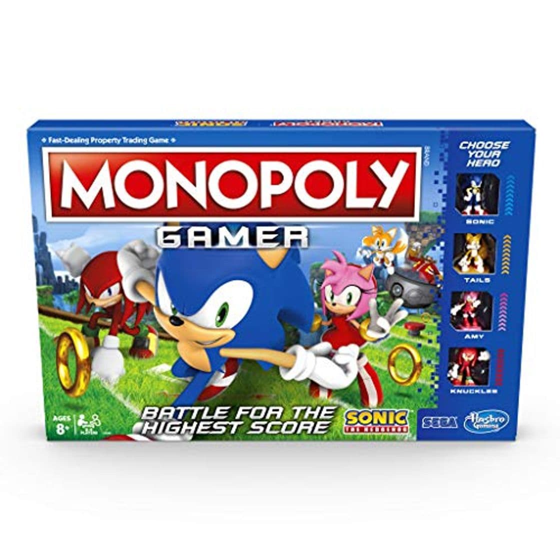 Product Hasbro Monopoly Gamer Sonic The Hedgehog Edition Juego de Mesa para niños de 8 años en adelante; Juego de Mesa temático Sonic Video Gamer