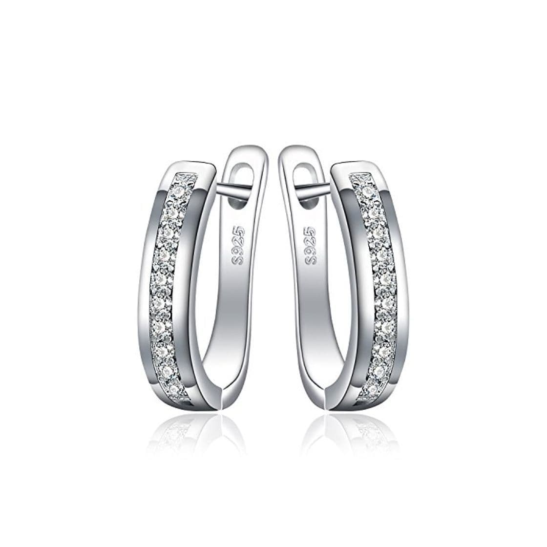 Producto JewelryPalace Pendientes de Aro Eternidad Zirconia Cúbica Boda Huggie Con Canal Conjunto Plata de ley 925