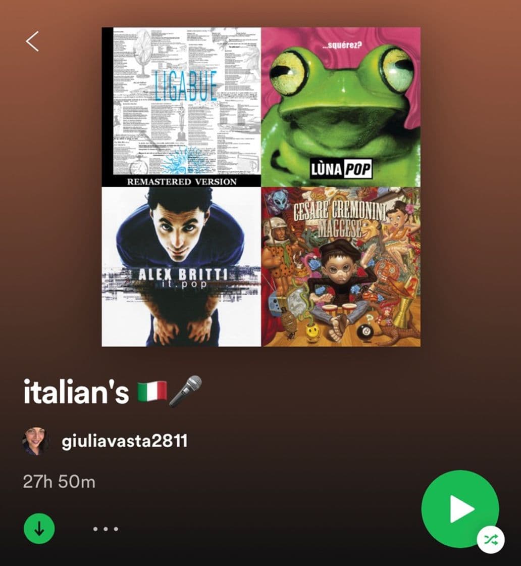 Canción Playlist Musica Italiana