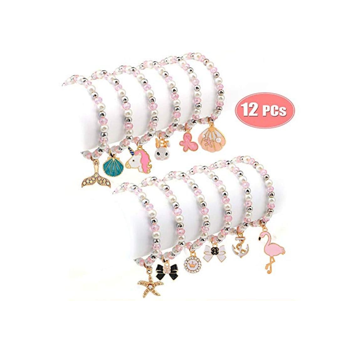 Product Tacobear 12 Piezas Pulseras Amistad Pulsera Niña Pulsera Unicornio Cristal Perlas Animales