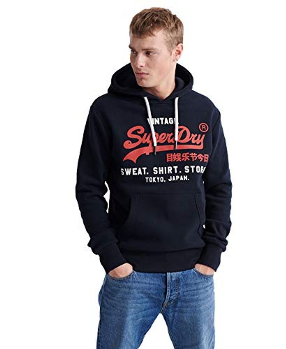 Moda Superdry Sweat Shirt Shop Duo Hood suéter, Azul