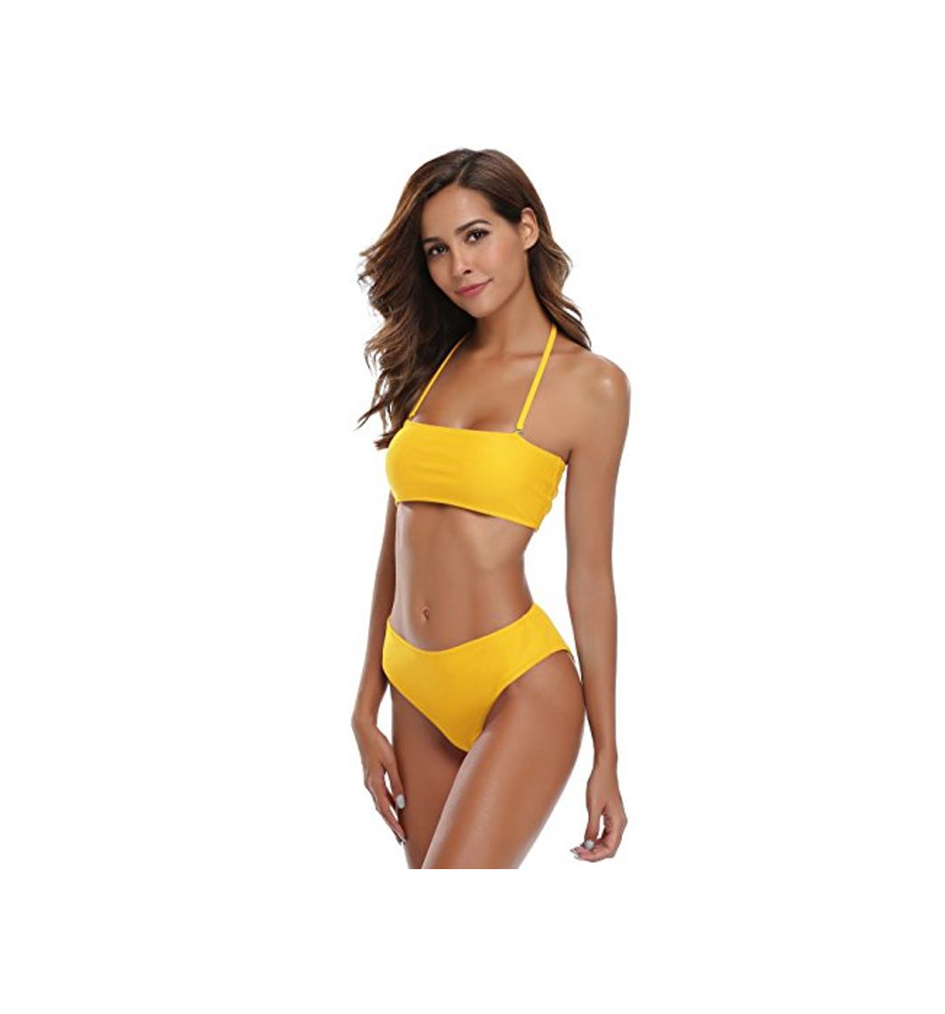 Moda SHEKINI Mujer Bandeau Push Up Bikini Set Sin Tirantes Bañador Traje De