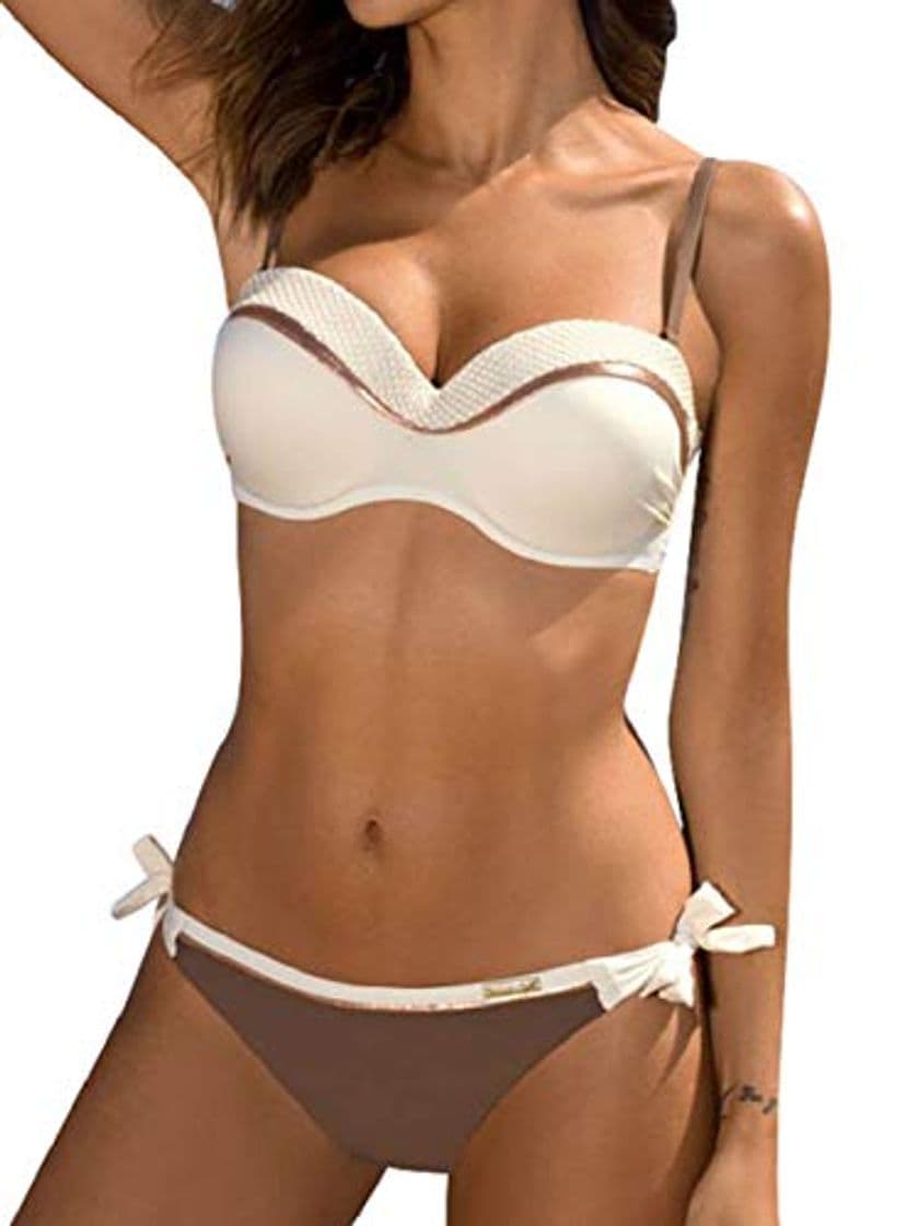 Fashion heekpek Conjunto Bikini Mujer Push up Sexy Two Piece Bikini Traje de Baño Mujer Sexy Anudado de Color Brillante Bañadores Bikinis Brasileños