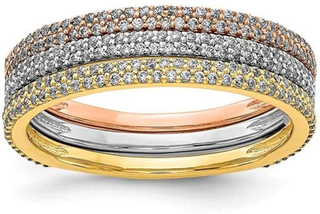 Moda 14k Tri-color Diamond Trio Stackable Rings, Size: 7 ... - Amazon.com