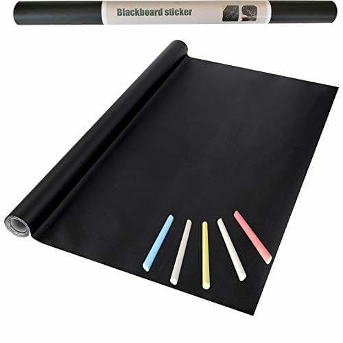 Product Eachgoo Negra Papel Pizarra Adhesivo, Vinilo Pizarra Cocina para Escribir y Borrar