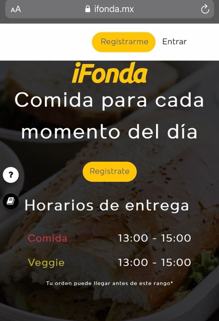 App Servicio de comida casera 