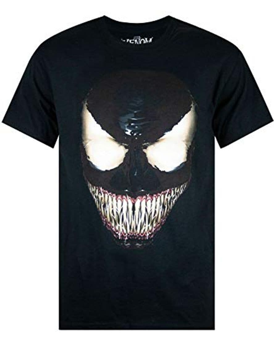 Fashion Manga Corta Camiseta de Marvel Comics Venom Hombres de la Cara de Negro