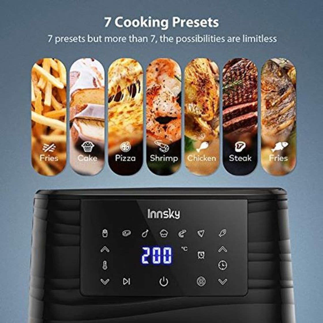 Producto Innsky 5,5L 1700W freidora sin Aceite con 7 programas