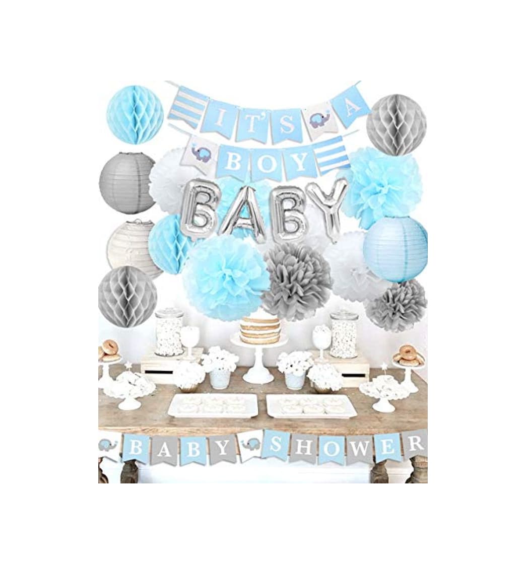 Product Baby Shower Decoraciones para el niño"Es un niño" Baby Shower con"OH BEBÉ" Papel de carta Globo Bebé Azul Bunting y papel de seda