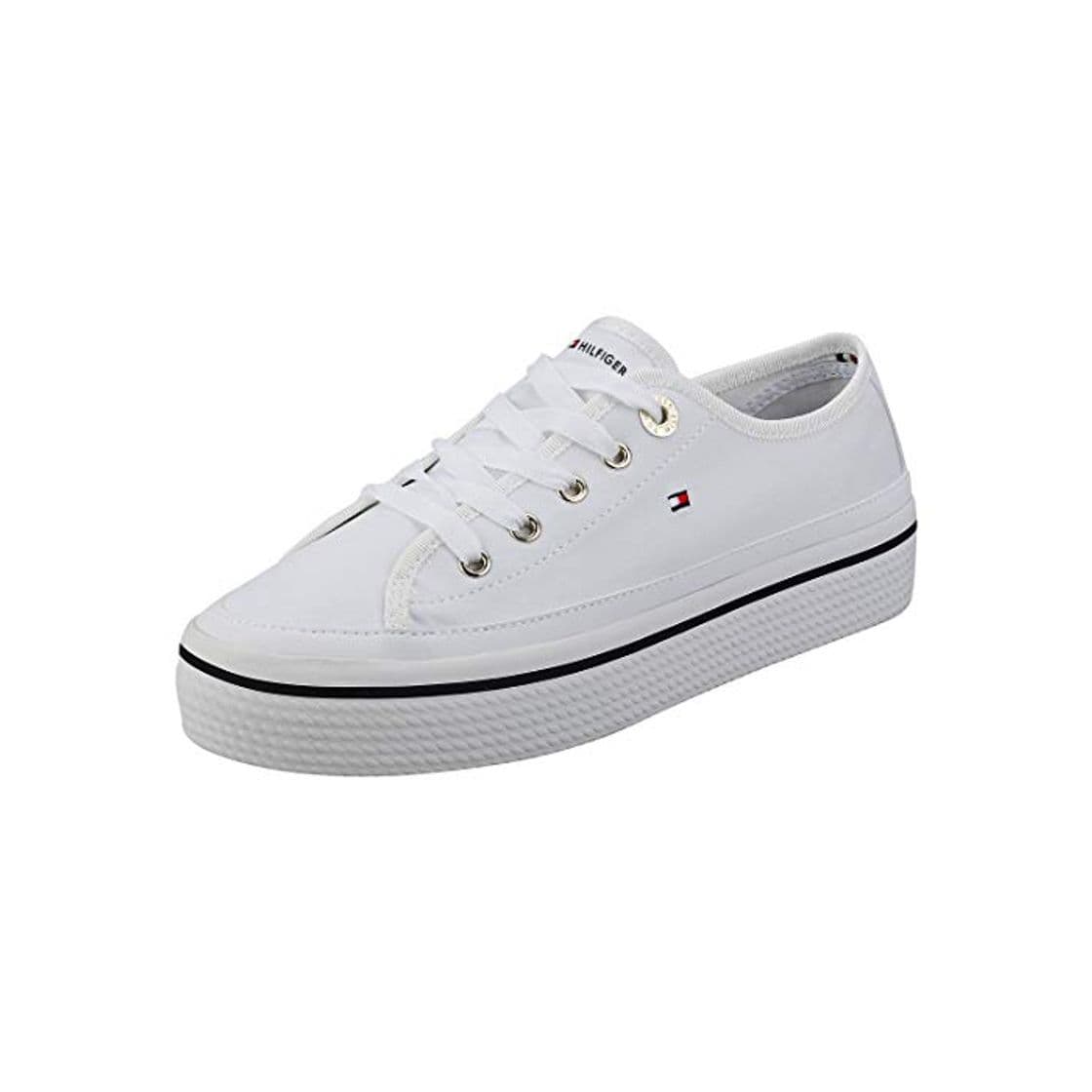 Fashion Tommy Hilfiger Corporate Flatform Sneaker, Zapatillas para Mujer, Blanco