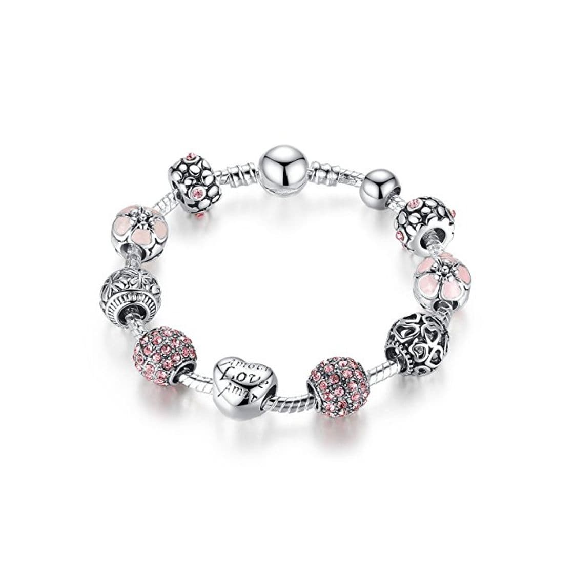 Moda Brazalete de la pulsera del encanto con el Amor de Cupido Amor y cúbico del Zirconia Roja cumpleaños