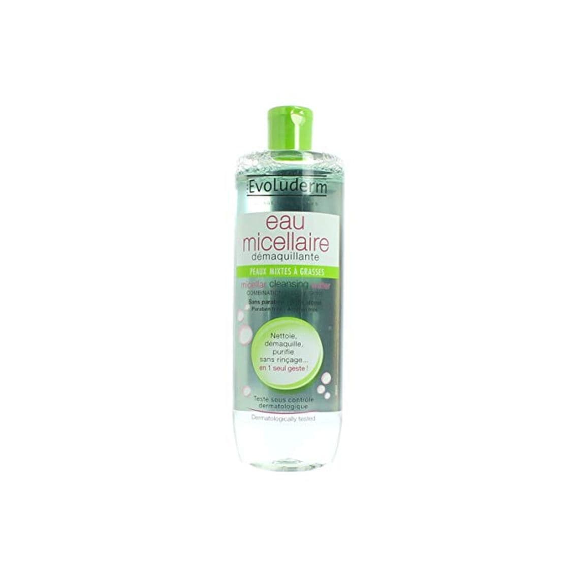 Belleza Evoluderm – agua micelar Démaquillante – pieles combinadas con grasses – sin aclarado 500 ml