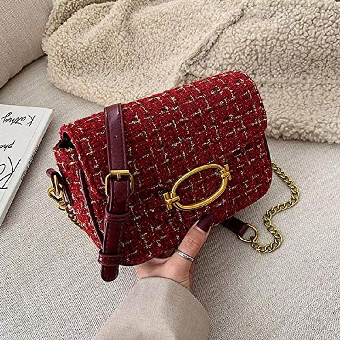 Fashion QQOPI Woven Woollen 2019 Chain Shoulder Slung Small Square Flap Purse Crossbody