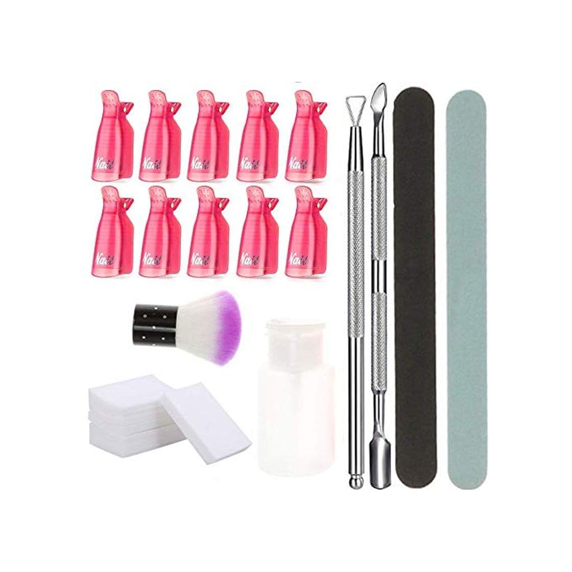 Product Anself Clip de Removedor de Uñas Clip Uñas de Plastico Pinzas Manicura para Uñas de Gel Higiénico y Reutilizable Herramienta de Manicura 7pcs con 10 ^ Tapas de Clips de Uñas