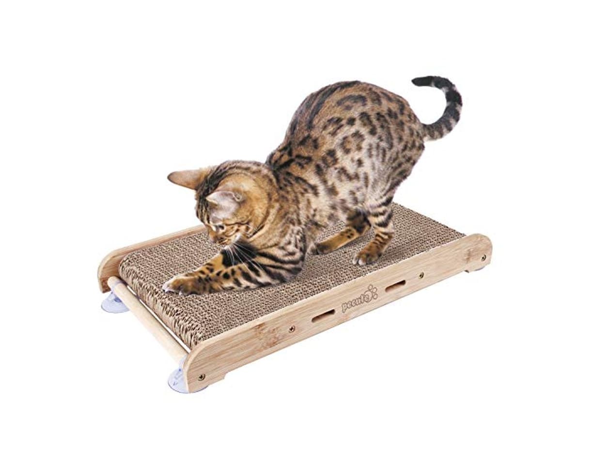 Producto Pecute Rascador para Gatos con Catnip Alfombrillas de Cartón Soporte de Bambú