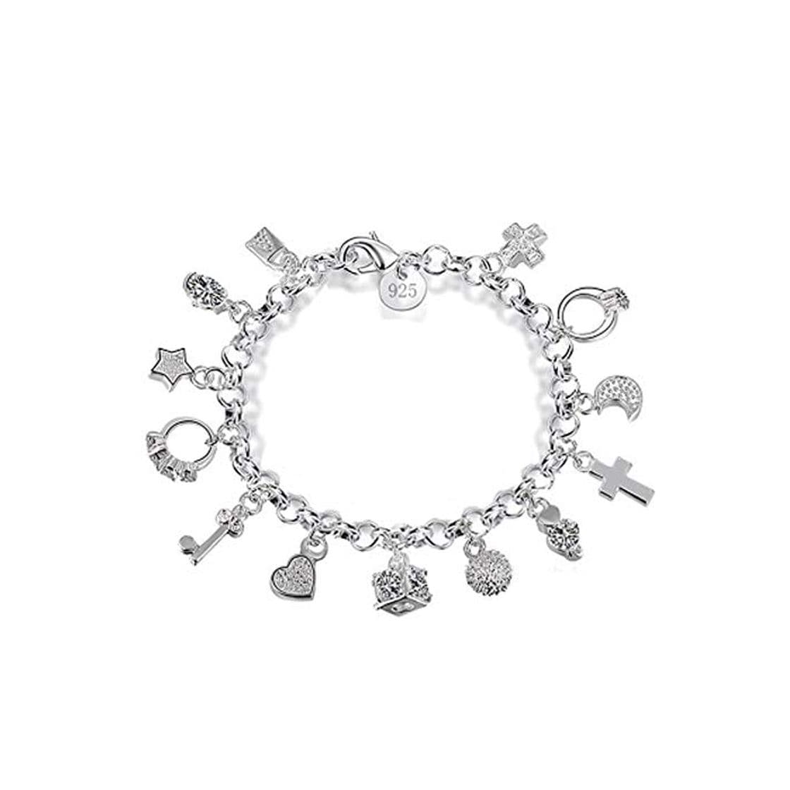 Producto Pulsera de plata de 13 piezas colgantes para mujer