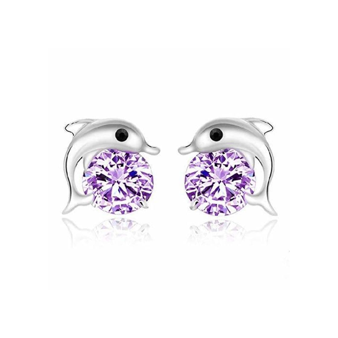 Home AAAQUALITY Lindo romántico Dolphin Love Stud Pendientes para Mujer 925 Joyas Plateado