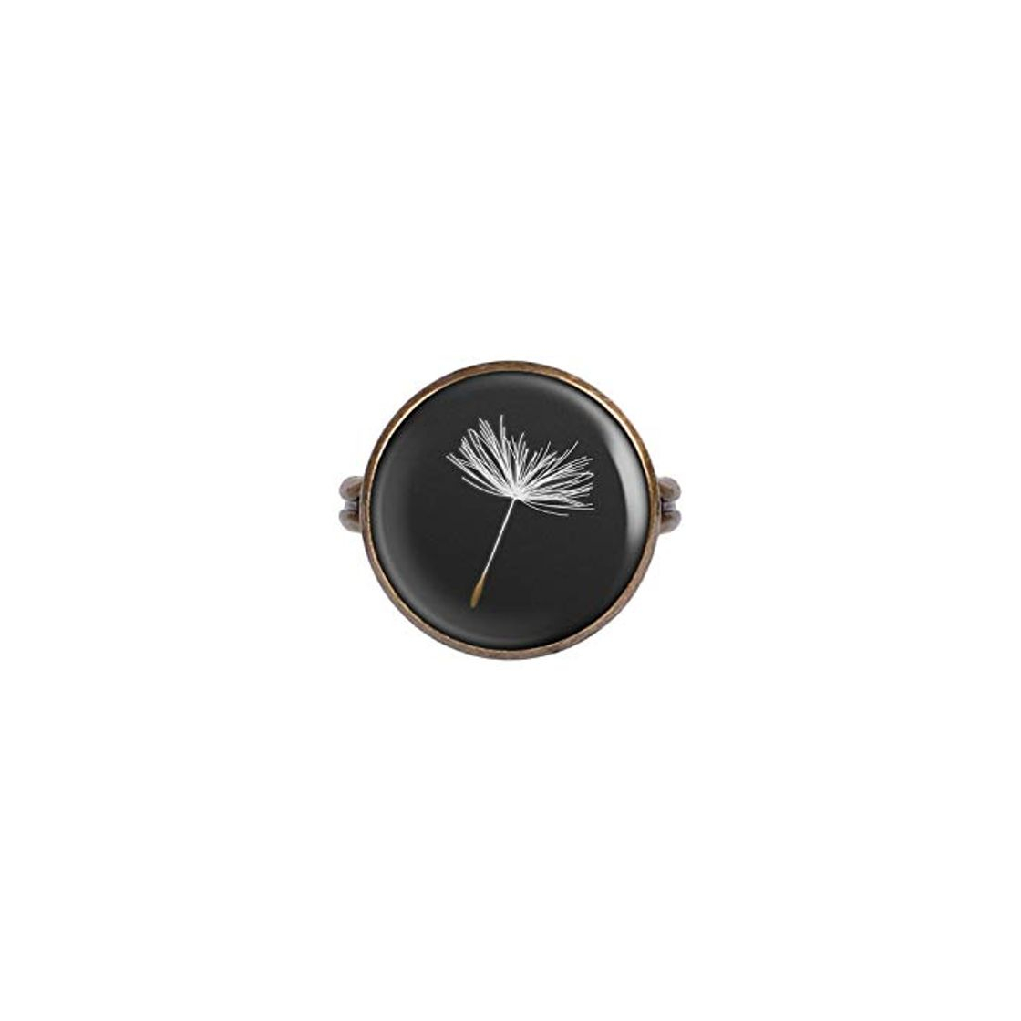 Moda Anillo con Motivo Diente de león Diente de león Hundeblume Solo Blanco y Negro Bronce 16mm