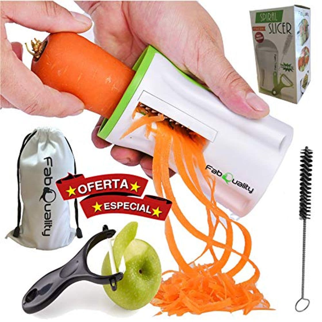 Elemento de la categoría hogar FabQuality Vendedor Premium Spiralizer Vegetal Veggetti Espiral Slicer COMPLETO BUNDLE x4 -