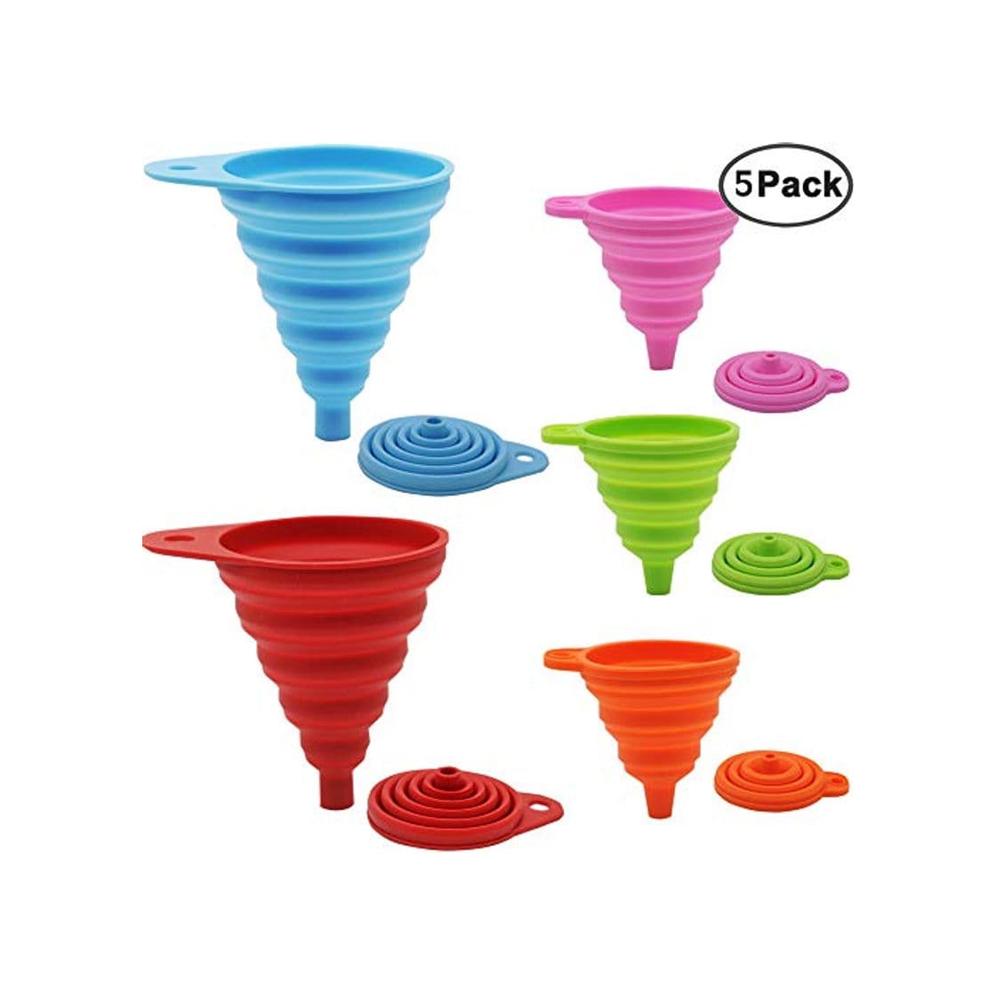 Producto JEZOMONY Juego de Embudo Plegable de Silicona, Embalaje Plegable Flexible de 5