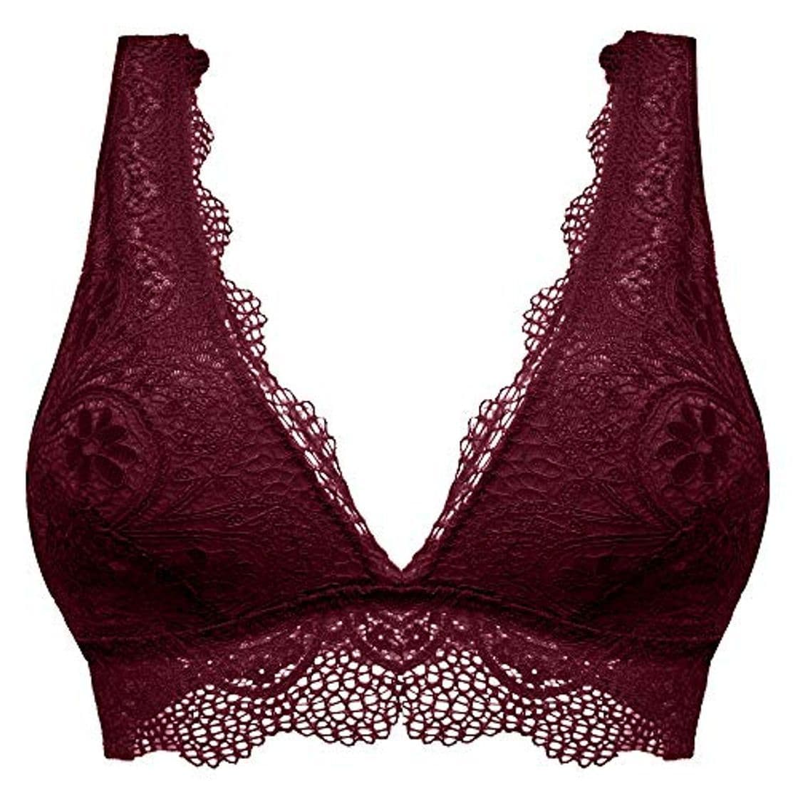 Fashion YIANNA Mujer Sujetador Encaje Bralette Rojo sin Relleno Sexy Comfort Bra Tops