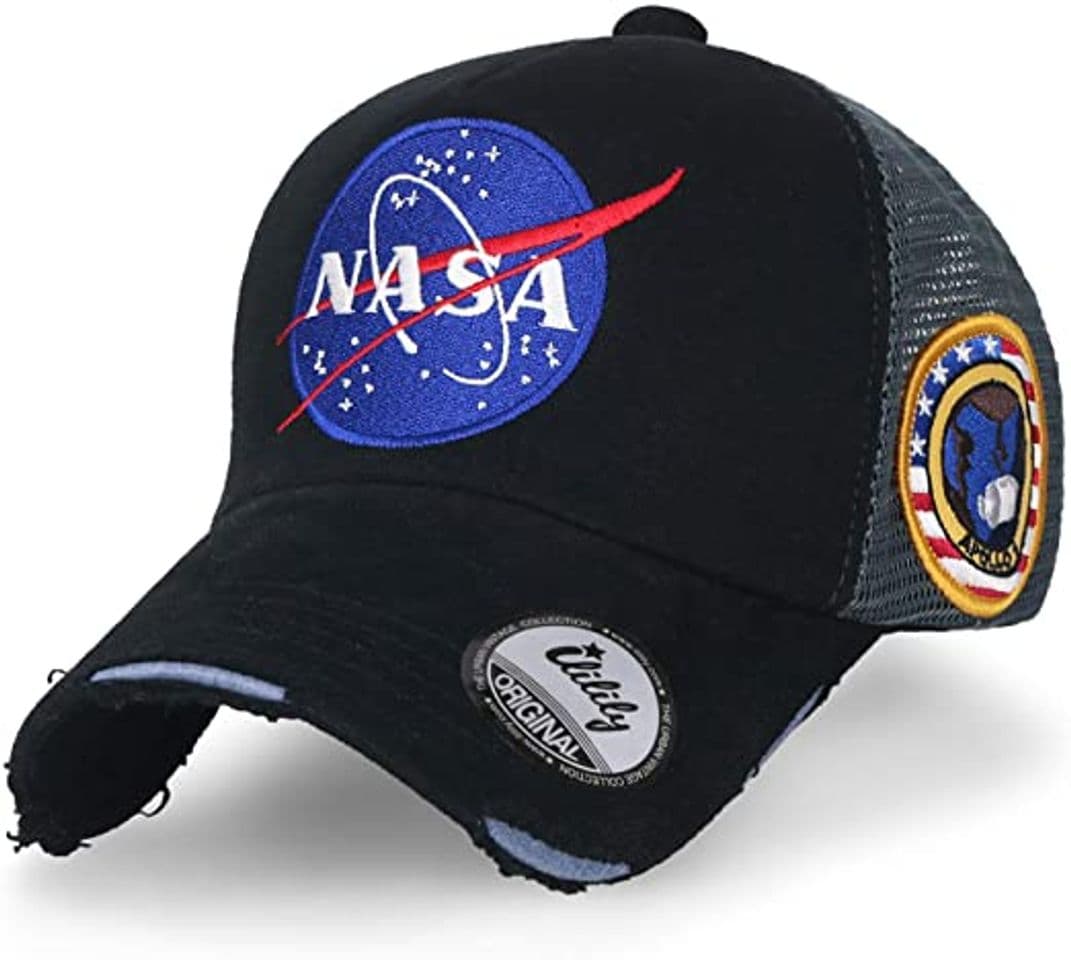 Fashion ililily NASA Meatball Logo Embroidery Baseball Cap Apollo 1 Patch Trucker Hat