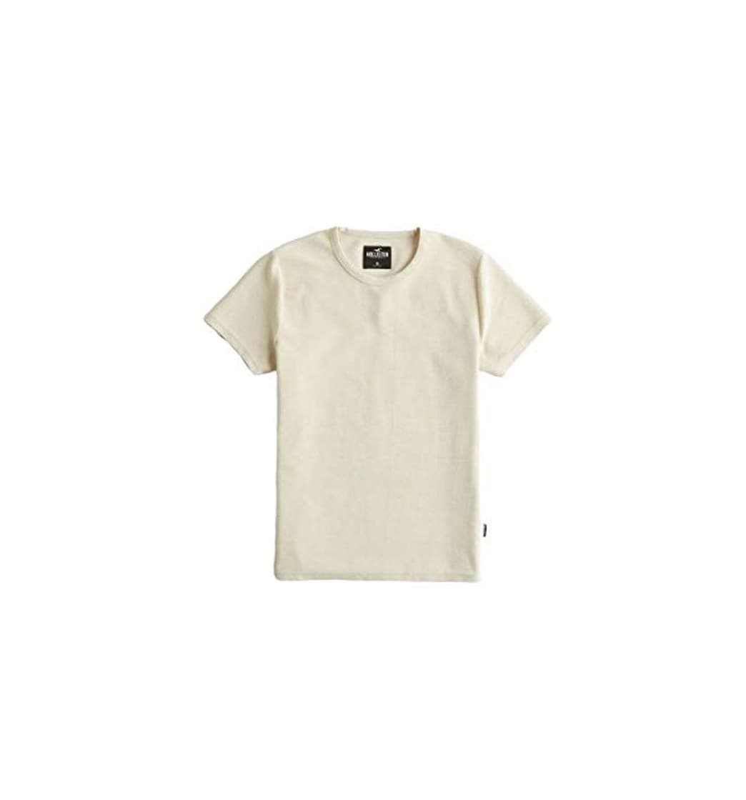 Product Hollister - Camiseta de cuello redondo acanalado para hombre Marfil Color blanco